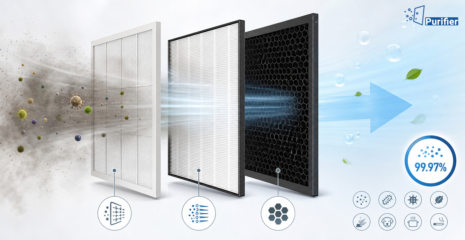 سیستم فیلتراسیون چندلایه و فیلتر دستگاه تصفیه هوای فیلیپس